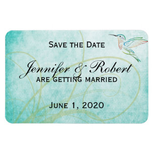 Magnet Flexible Aqua Hummingbird Aquarelle Enregistrer la date