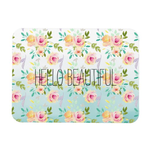 Magnet Flexible Aqua Ombre rose jaune floral (Horizontal)