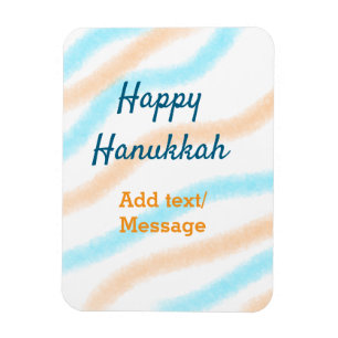 Magnet Flexible Aqua orange happy Hanoukka ajouter un nom message