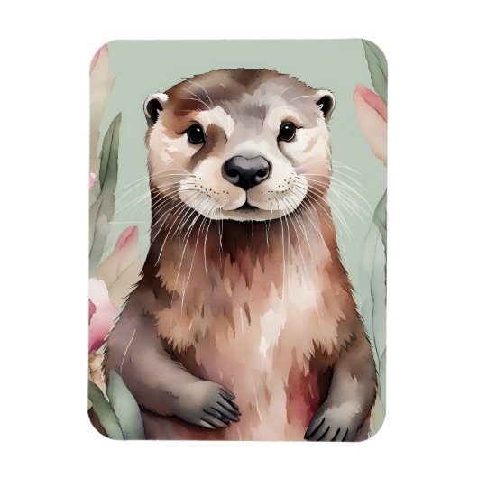 Magnet Flexible Aquarelle adorable Otter Boho (Vertical)