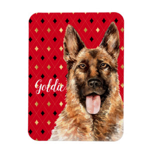 Magnet Flexible Aquarelle Allemande Berger Chien Personnalisé