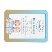 Magnet Flexible Aquarelle Baby shower du garçon Twin Animaux (Horizontal)
