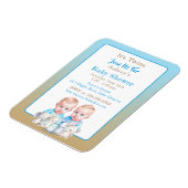 Magnet Flexible Aquarelle Baby shower du garçon Twin Animaux (Côté Gauche)