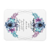 Magnet Flexible Aquarelle Bleu Et Violet Floral Enregistrer La Dat (Horizontal)
