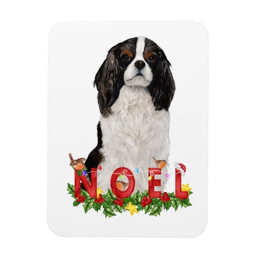 Magnet Flexible Aquarelle Cavalier King Charles Noel Noël (Vertical)