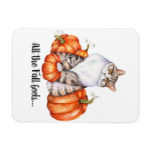 Magnet Flexible Aquarelle Chat et Citrouilles sensations de chute (Horizontal)