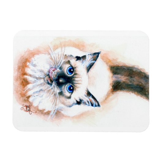 Magnet Flexible Aquarelle de chat de Siamese (Horizontal)
