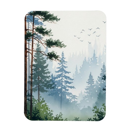 Magnet Flexible Aquarelle de la forêt de pins (Vertical)