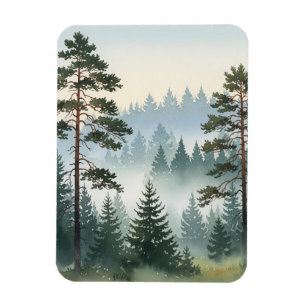 Magnet Flexible Aquarelle de la forêt de pins