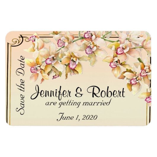 Magnet Flexible Aquarelle de l'orchidée Pêcher Mariage de l'épi En (Horizontal)