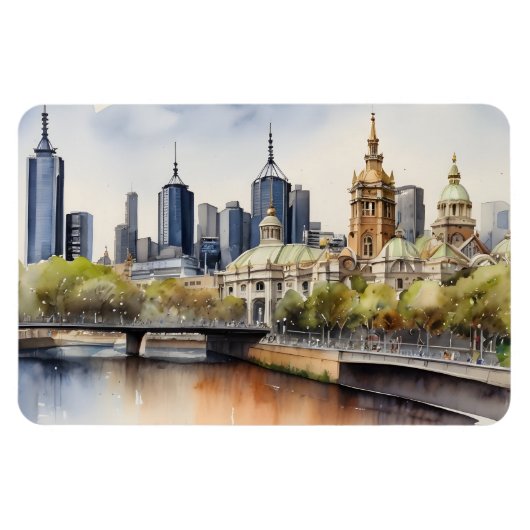 Magnet Flexible Aquarelle de Melbourne (Horizontal)