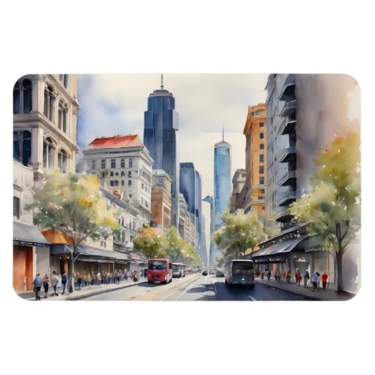 Magnet Flexible Aquarelle de Melbourne (Horizontal)