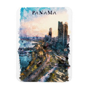 Magnet Flexible Aquarelle de Panama City Skyline