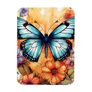 Magnet Flexible Aquarelle de papillon naturel Floral Blossom Haven