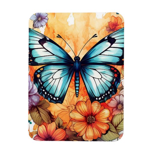 Magnet Flexible Aquarelle de papillon naturel Floral Blossom Haven (Vertical)