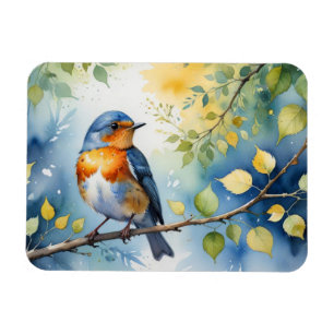 Magnet Flexible Aquarelle d'oiseau de printemps