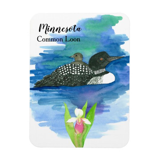 Magnet Flexible Aquarelle d'oiseaux de la sauvagine du Lon commun (Vertical)