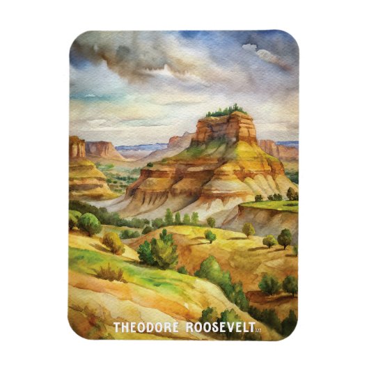 Magnet Flexible Aquarelle du parc national Theodore Roosevelt (Vertical)