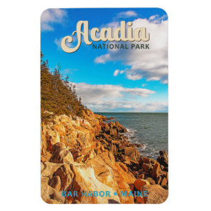 Magnet Flexible Aquarelle du port du bar du Parc national Acadia