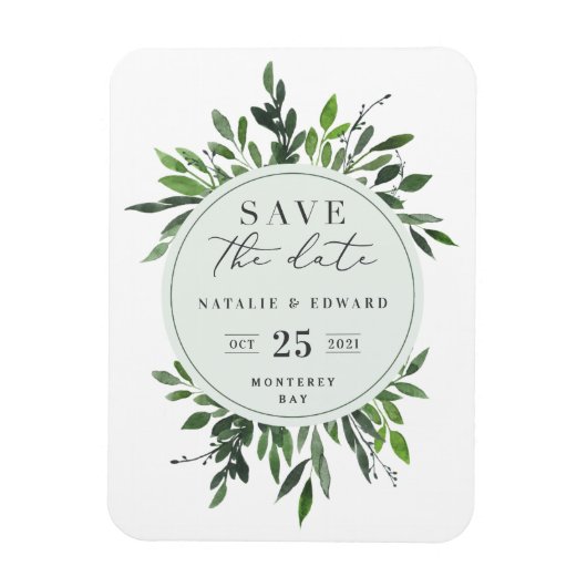 Magnet Flexible aquarelle feuillue enregistrer l'aimant de date (Vertical)