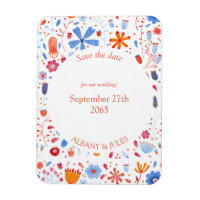 Aquarelle florale Bleu orange Enregistrer la date