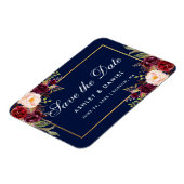 Magnet Flexible Aquarelle Florale Bourgogne Bleu Enregistrer La Da (Côté Gauche)