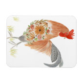 Magnet Flexible Aquarelle Florale Rooster Cute (Horizontal)