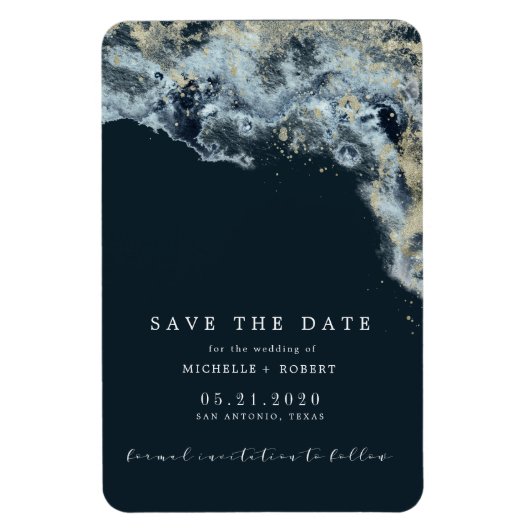 Magnet Flexible Aquarelle flots d'or mariage enregistrer la date a (Vertical)