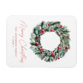 Magnet Flexible Aquarelle Holly Berry & Green Wreath Christmas (Horizontal)