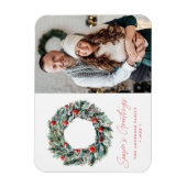 Magnet Flexible Aquarelle Holly Berry & Greenery Photo (Vertical)