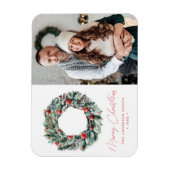 Magnet Flexible Aquarelle Holly Berry & Greenery Photo (Vertical)