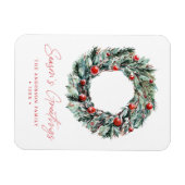 Magnet Flexible Aquarelle Holly Berry & verdure Wreath Holiday (Horizontal)