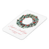 Magnet Flexible Aquarelle Holly Berry & verdure Wreath Holiday (Côté Gauche)