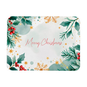 Magnet Flexible Aquarelle Joyeux Aimant de Noël avec Feuille