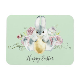 Magnet Flexible Aquarelle Lapin & Fleurs Pâques
