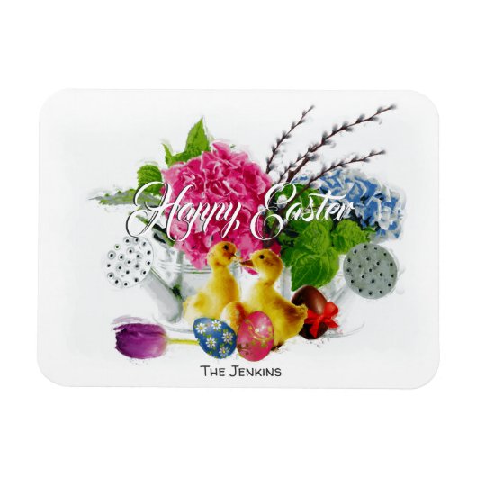 Magnet Flexible Aquarelle OEufs de Pâques, Colliers et fleurs de p (Horizontal)