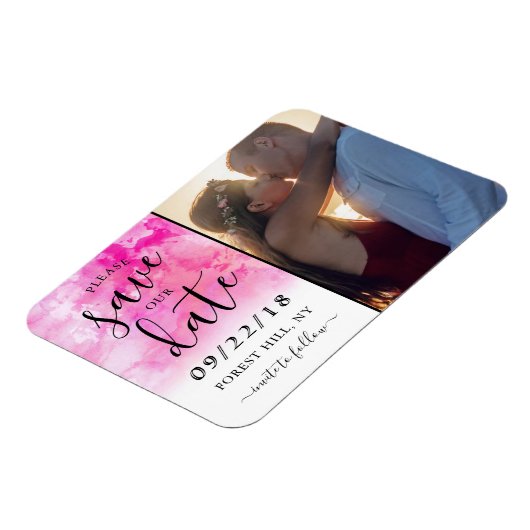 Magnet Flexible Aquarelle Ombre Enregistrer l'aimant Date - Rose (Côté Gauche)