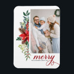 Magnet Flexible Aquarelle Poinsettia Botanique Joyeux Noël<br><div class="desc">Joyeux et lumineux ! Célébrez Noël avec cet aimant photo de Noël aquarelle. Il dispose d'une guirlande florale aquarelle de poinsettias rouges,  pinecones,  baies et verdure. Personnalisez en ajoutant des photos,  des noms et des messages. Cet aimant photo botanique de Noël est disponible dans d'autres cartons.</div>