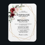 Magnet Flexible Aquarelle romantique Bourgogne Florale géométrique<br><div class="desc">Elégante et moderne carte de faire-part de mariage géométrique à l'aquarelle géométrique et romantique dispose d'un bouquet de bordeaux / marsala, rose rousse, violet, roses d'aquarelle pêche avec feuillage assorti. Parfait pour un mariage d'automne/mi-été. S'il vous plaît trouver d'autres modèles et variantes de mon magasin "blissweddingpaperie". Et n'hésitez pas à...</div>