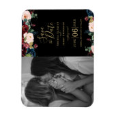 Magnet Flexible Aquarelle rose, bordeaux et fleurs bleu marine M (Vertical)