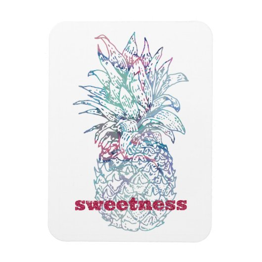 Magnet Flexible Aquarelle rose et bleu doux Ananas (Vertical)