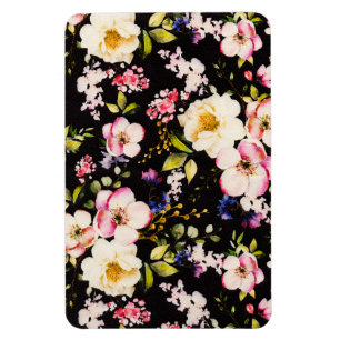 Magnet Flexible Aquarelle rose Roses Jaunes Arrière - plan noir