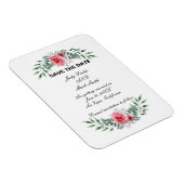 Magnet Flexible Aquarelle Rose Vert Feuillage Enregistrer LaDate (Côté Droit)