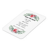 Magnet Flexible Aquarelle Rose Vert Feuillage Enregistrer LaDate (Côté Gauche)