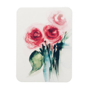 Magnet Flexible Aquarelle Roses Rouges