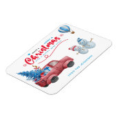 Magnet Flexible Aquarelle Rouge Camion de Noël Scène de Noël (Côté Gauche)