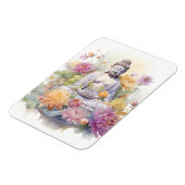Magnet Flexible Aquarelle Serene Bouddha rose Fleurs Jaunes Art (Côté Gauche)