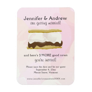 Magnet Flexible Aquarelle S'mores Pink Enregistrer la date