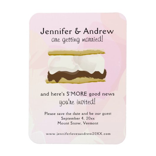 Magnet Flexible Aquarelle S'mores Pink Enregistrer la date (Vertical)