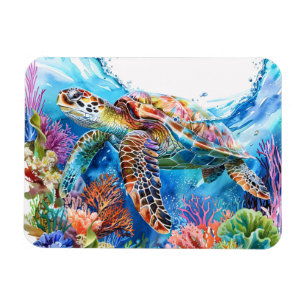 Magnet Flexible Aquarelle Vibrante Tortue de mer Flexible